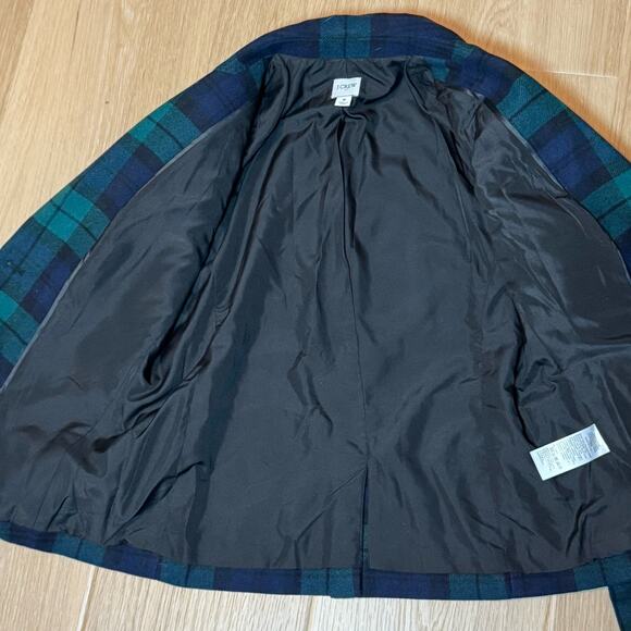 J. Crew Black Watch Tartan Wool-Blend Lady Jacket 8 Plaid Wool Blend Blazer - Picture 6 of 8